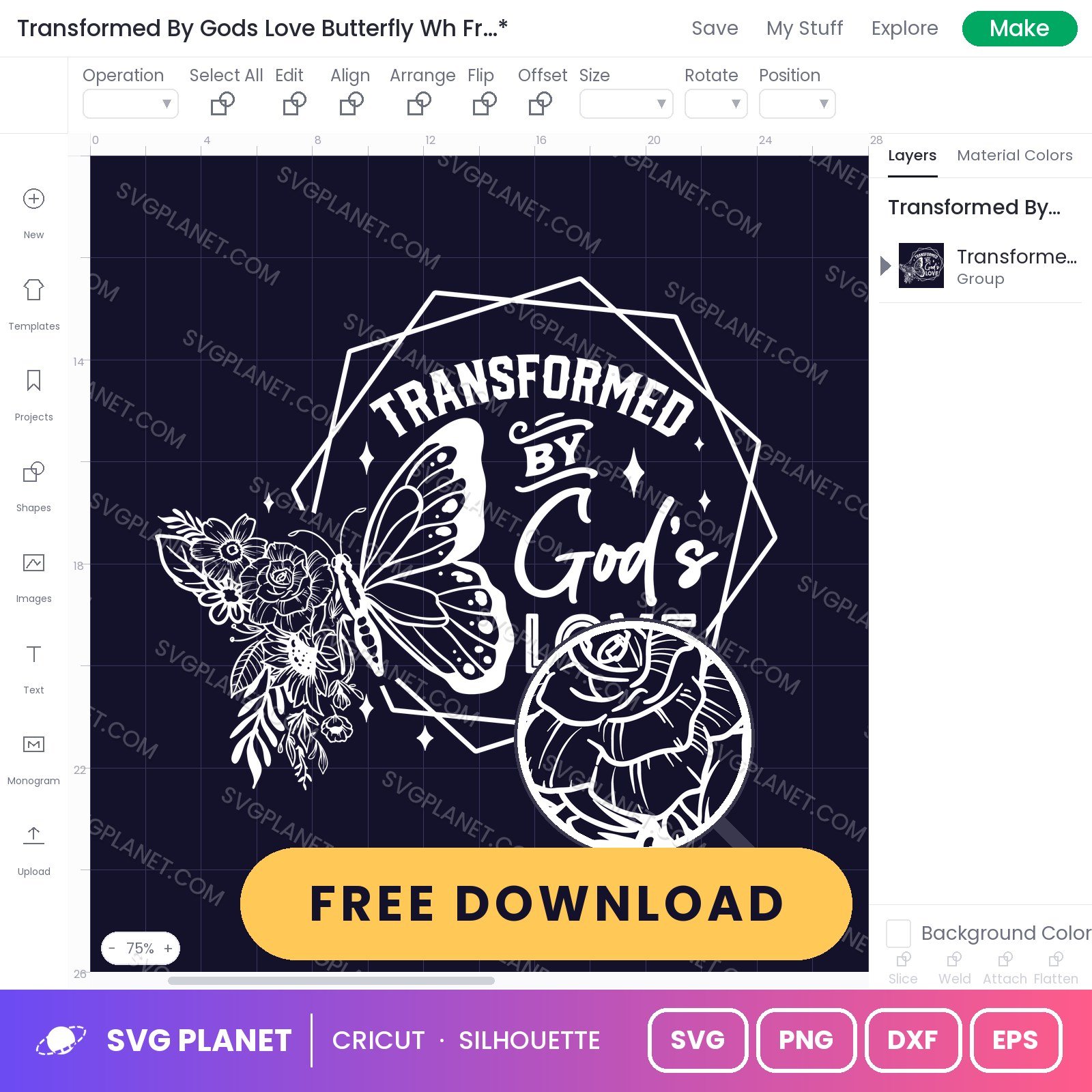 Transformed By Gods Love Butterfly Wh Free SVG PNG DXF - Image 2