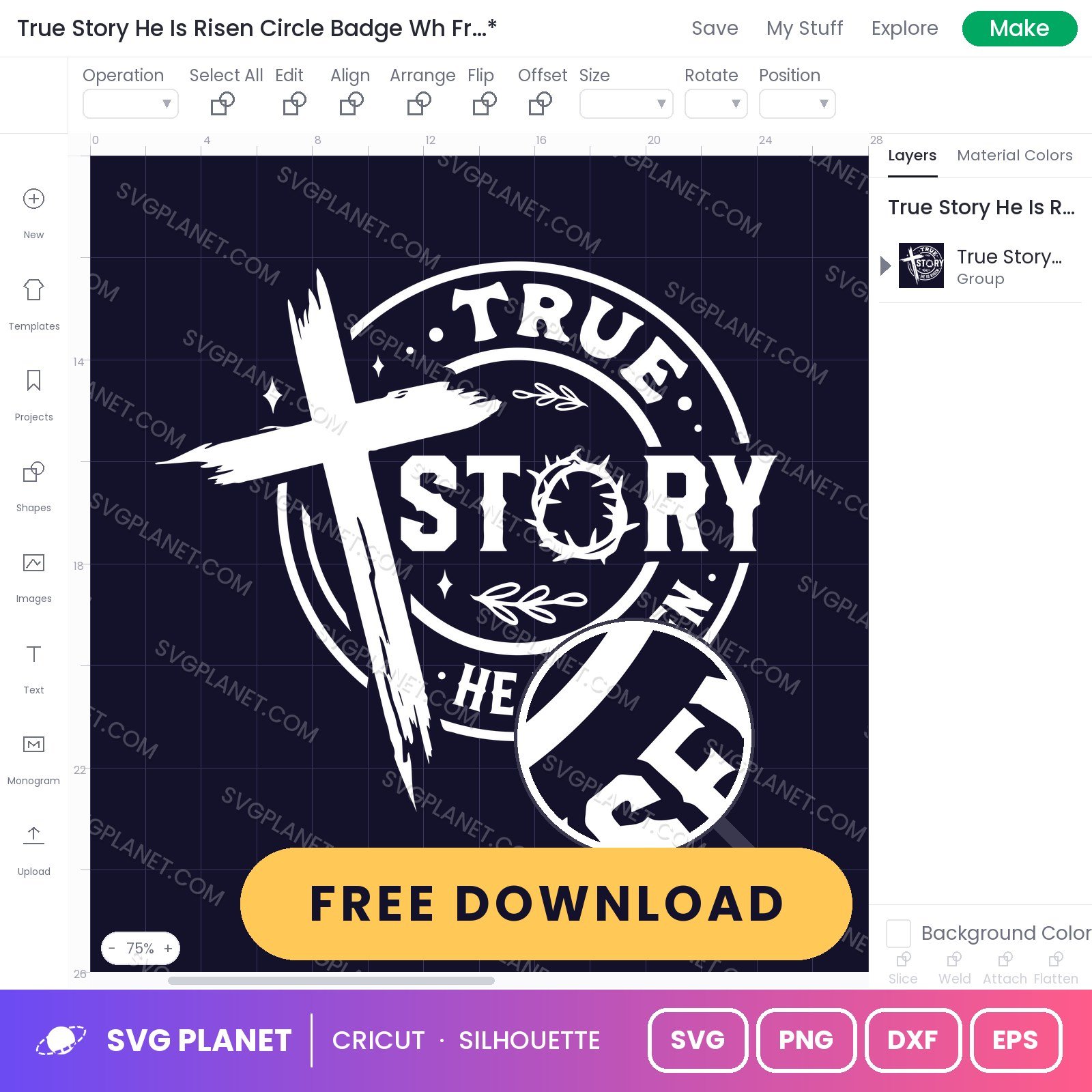 True Story He Is Risen Circle Badge Wh Free SVG PNG DXF - Image 2