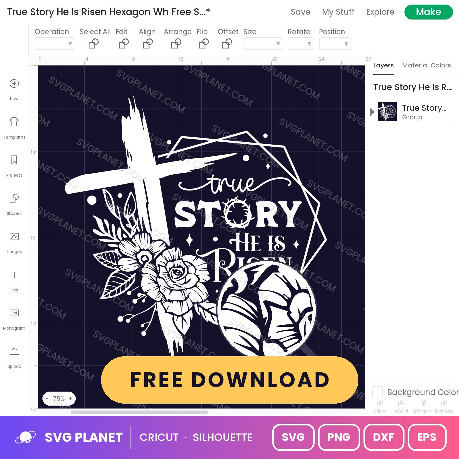 True Story He Is Risen Hexagon Wh Free SVG PNG DXF - Image 2