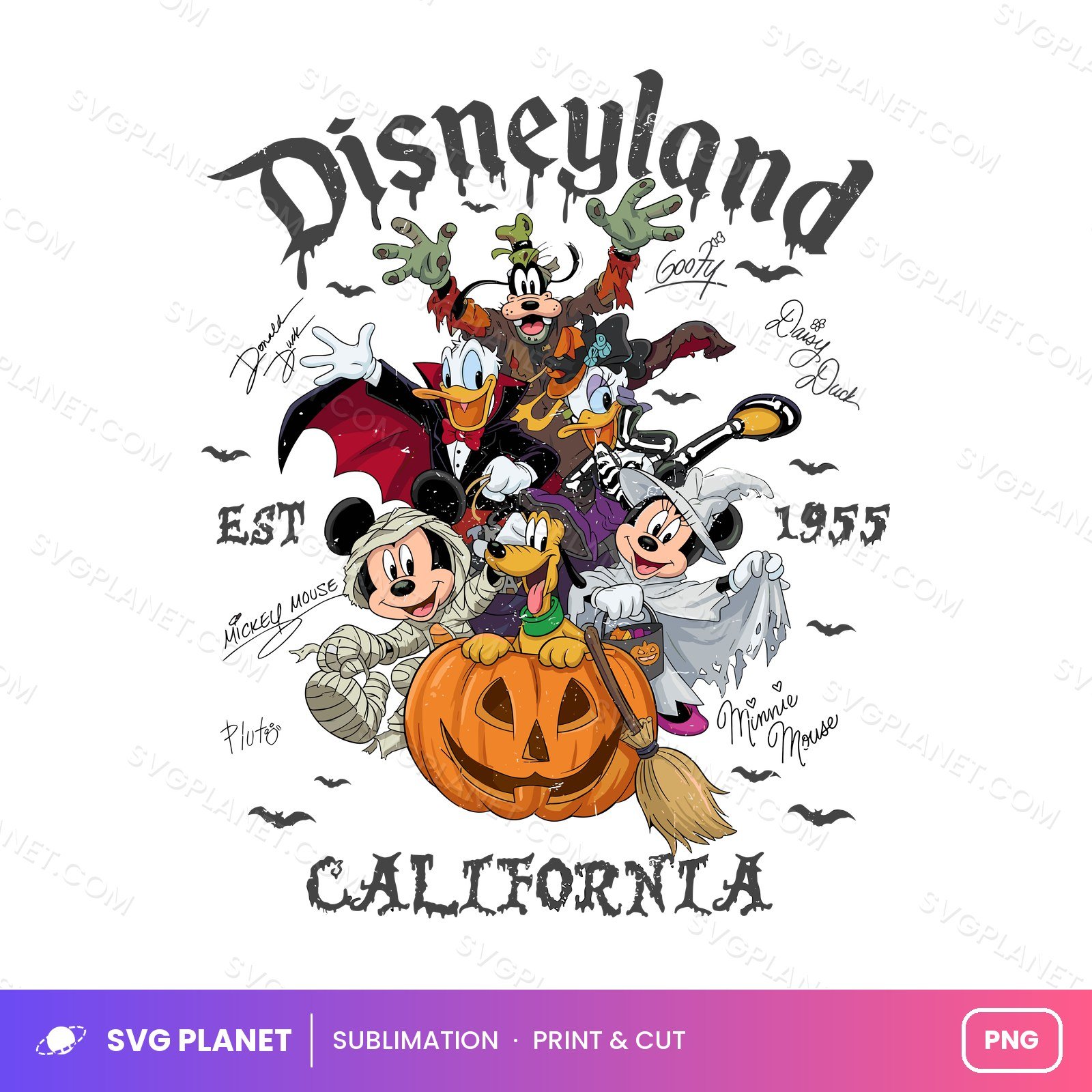 Vintage Disneyland Mickey And Friends Halloween, Disneyland Est. 1955 California PNG