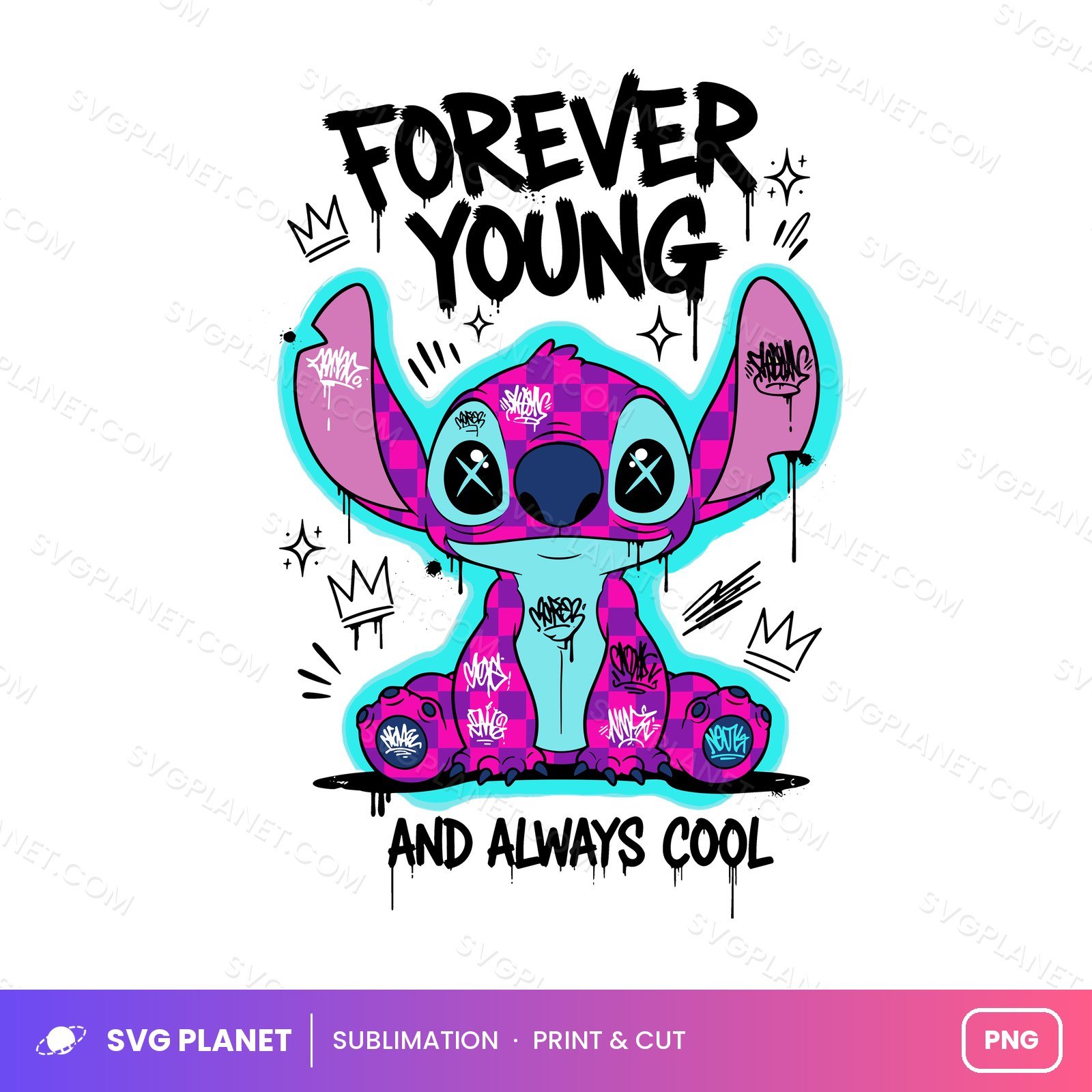Vintage Stitch Graffiti, Retro Streetwear Design PNG