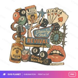 Vintage Western Revival Sticker Collage Other PNG