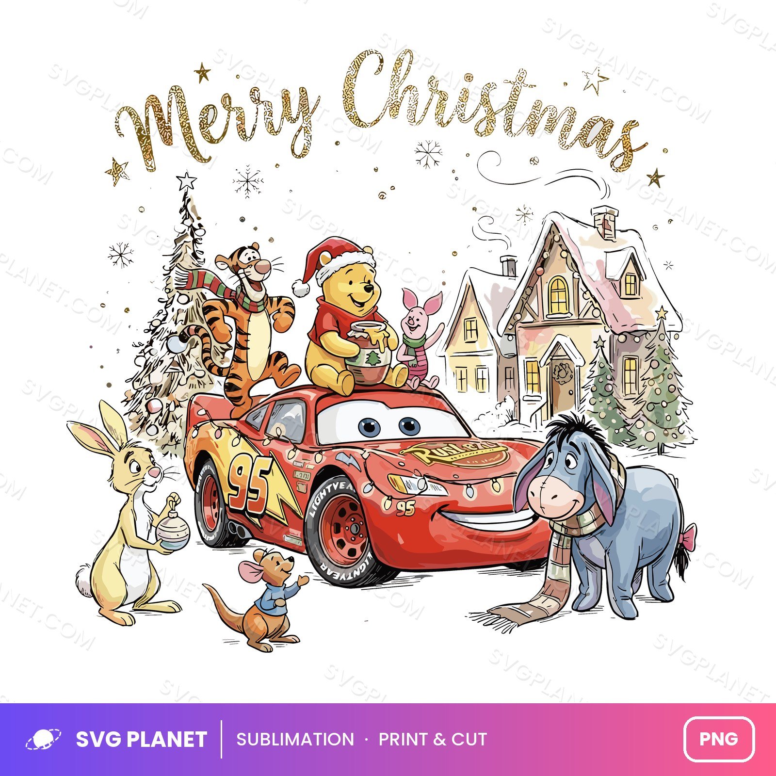 Winnie The Pooh Christmas, Lightning Mc Queen Xmas Clipart, Tigger Piglet Eeyore Holiday Art PNG