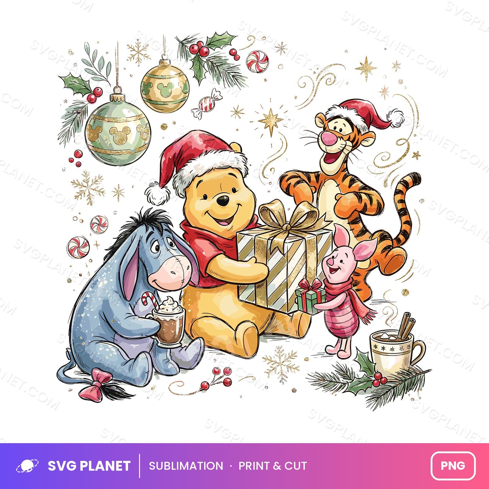Winnie The Pooh Christmas Shirt – Cozy Vintage Holiday Pooh & Friends PNG