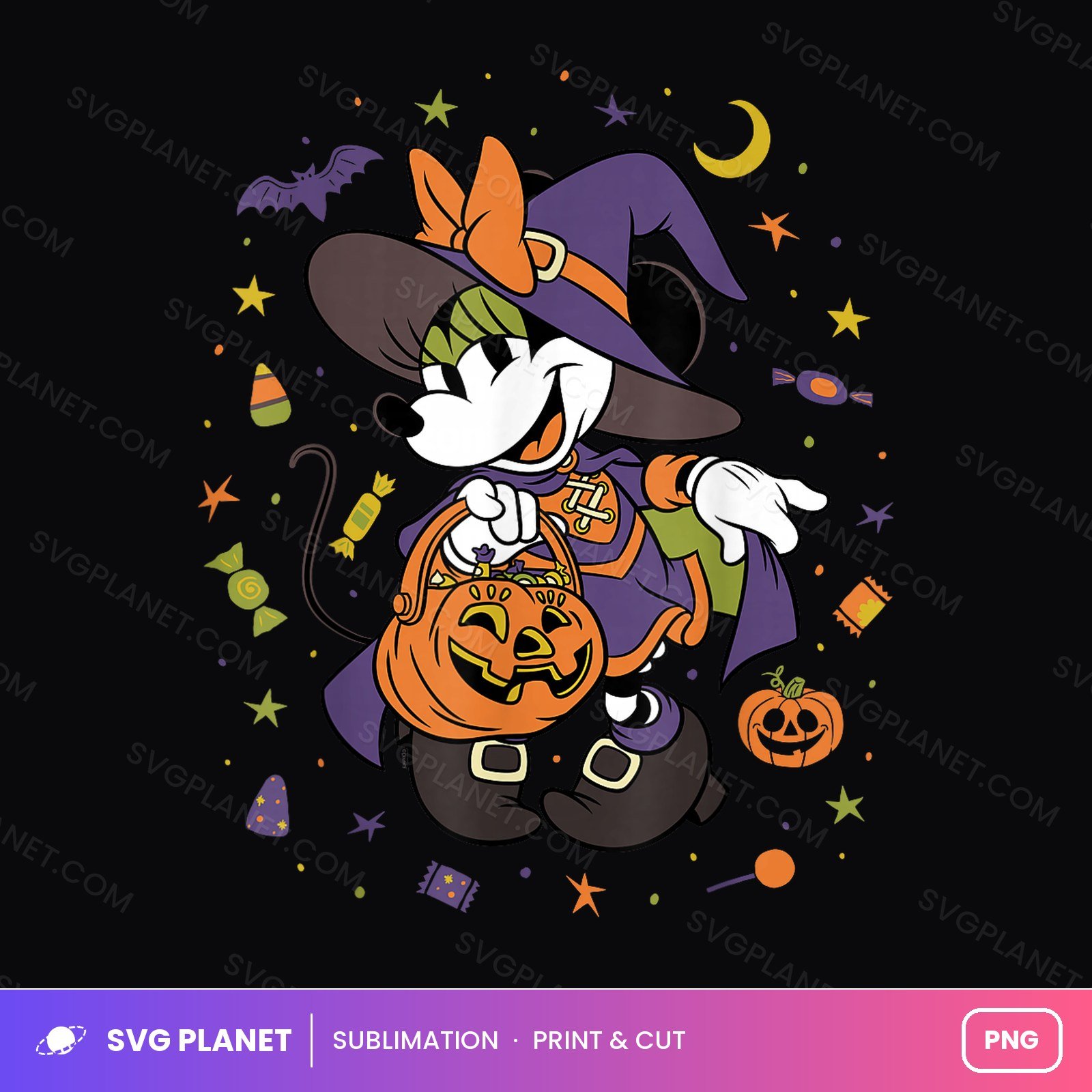 Witch Minnie Mouse Trick Or Treat Pumpkin PNG - Image 2