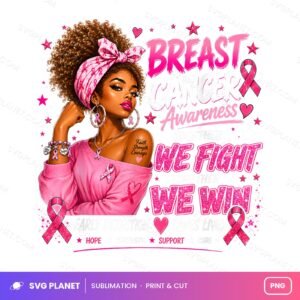 Women Black African American Breast Cancer Pink Ribbon PNG